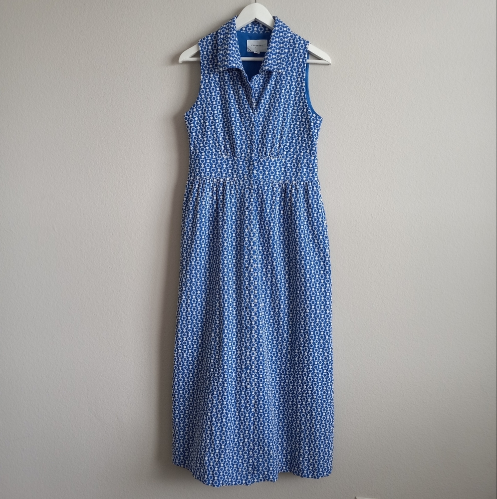 Tuckernuck Pomander Place Blue Eyelet Sleeveless Noelle Maxi Dress S - Picture 4 of 16
